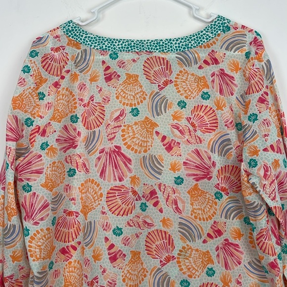 Talbots Cabana Life Seashell Print Tunic Top/Coverup. Size Large Petite. - Picture 8 of 12